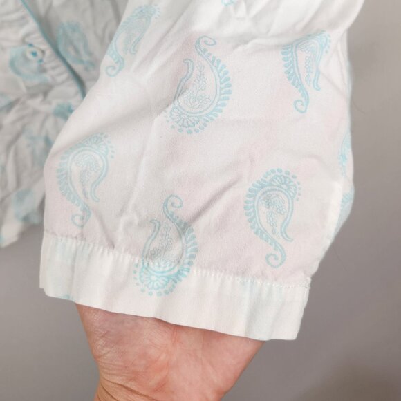 Three J NYC Boho Paisley Floral Cotton Button Up Pajama Top sz M - Picture 4 of 7